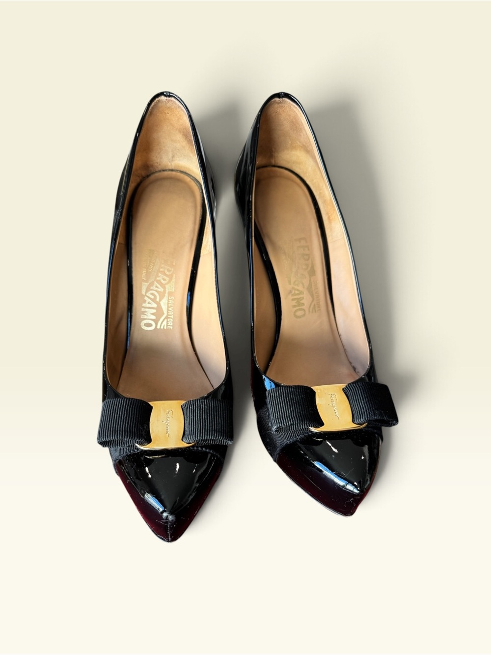 Salvatore Ferragamo Trilly Patent Leather Platform Pumps- size 8 - Picture 6 of 10